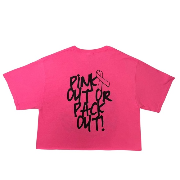 Graphic Tee THE BLACK HOLE Raw Hem Fluorescent Pink Black Medium M - Picture 6 of 12